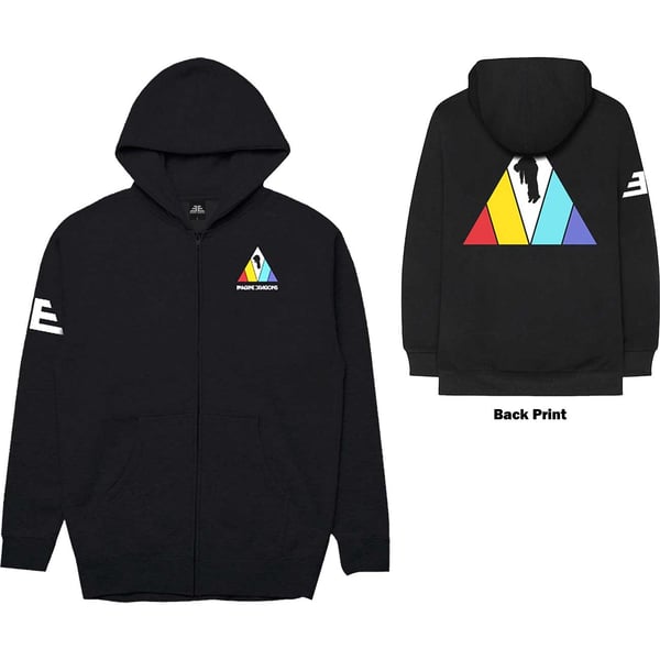 Imagine Dragons Unisex Zipped Hoodie: Triangle (Back Print) (Medium)