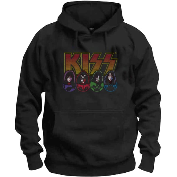 KISS Unisex Pullover Hoodie: Logo, Faces & Icons (X-Large)