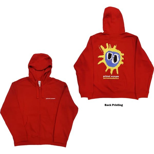 Primal Scream Unisex Zipped Hoodie: Screamadelica (Back Print) (XX-Large)