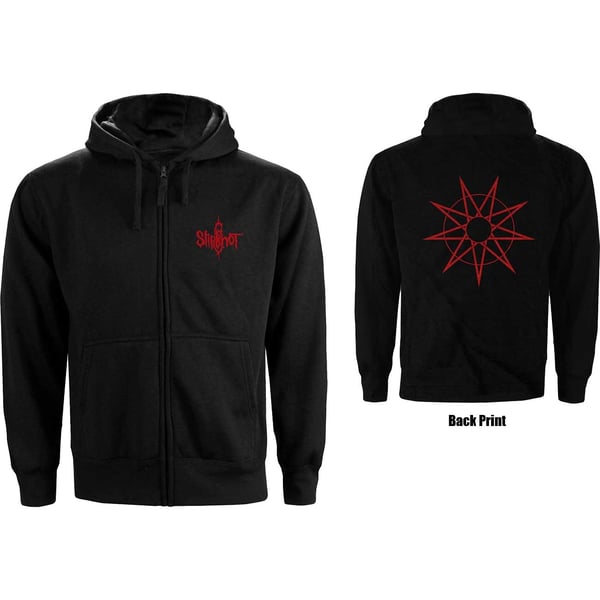 Slipknot Unisex Zipped Hoodie: 9 Point Star (Back Print) (Small)