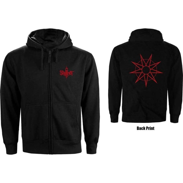 Slipknot Unisex Zipped Hoodie: 9 Point Star (Back Print) (Small)