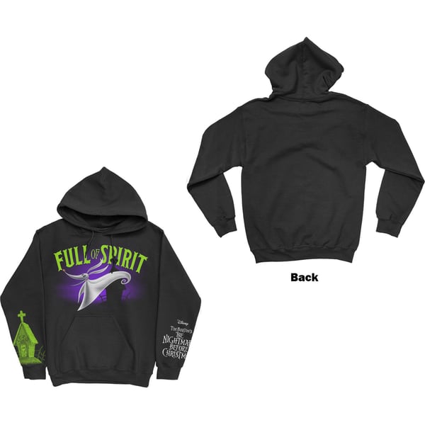 Disney Unisex Pullover Hoodie: The Nightmare Before Christmas Full of Spirit (Sleeve Print) (Small)