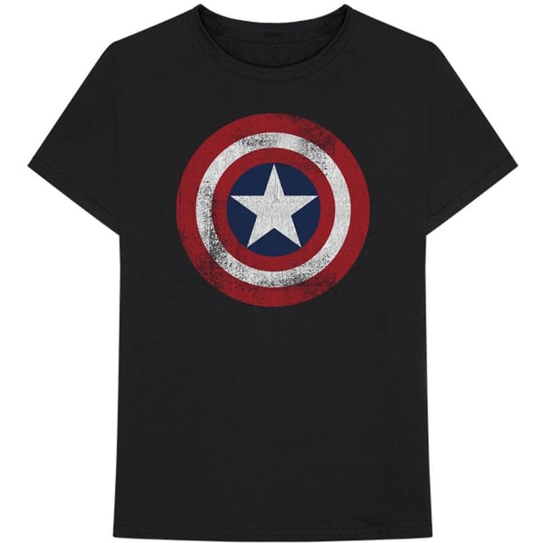 Marvel Comics Unisex T-Shirt: Captain America Distressed Shield (Small)