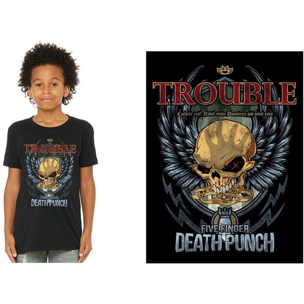 Five Finger Death Punch Kids T-Shirt: Trouble (9-10 Years)