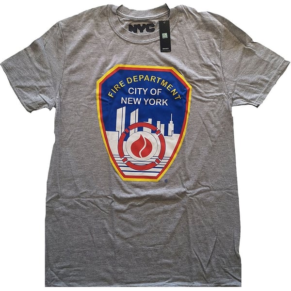 New York City Unisex T-Shirt: Fire Dept. Badge (Medium)