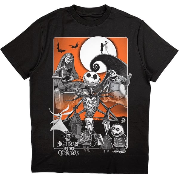 Disney Unisex Tee: The Nightmare Before Christmas Orange Moon (Medium)