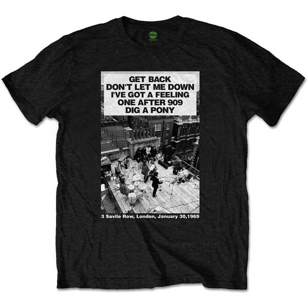 The Beatles Unisex T-Shirt: Rooftop Songs (Large)