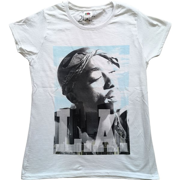 Tupac Ladies T-Shirt: LA Skyline (XX-Large)