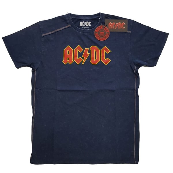 AC/DC Unisex Snow Wash T-Shirt: Logo (Small)
