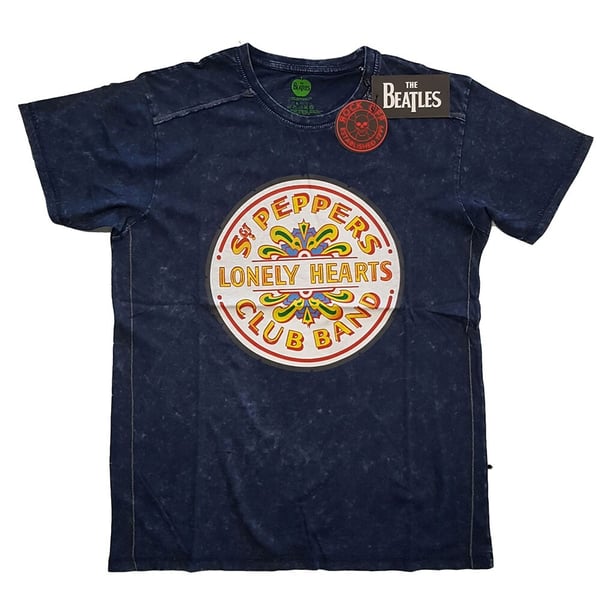 The Beatles Unisex Snow Wash T-Shirt: Sgt Pepper Drum (Small)