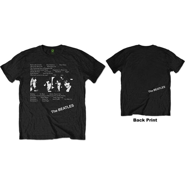 The Beatles Unisex T-Shirt: White Album Tracks (Back Print) (XX-Large)