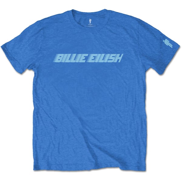 Billie Eilish Unisex T-Shirt: Blue Racer Logo (Sleeve Print) (Small)