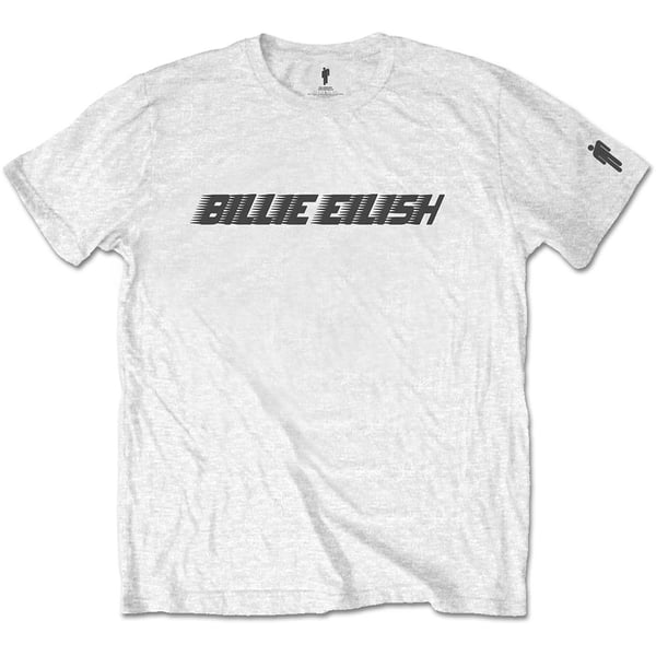 Billie Eilish Unisex T-Shirt: Black Racer Logo (Sleeve Print) (Small)