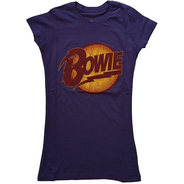 David Bowie Ladies T-Shirt: Vintage Diamond Dogs Logo (Large)