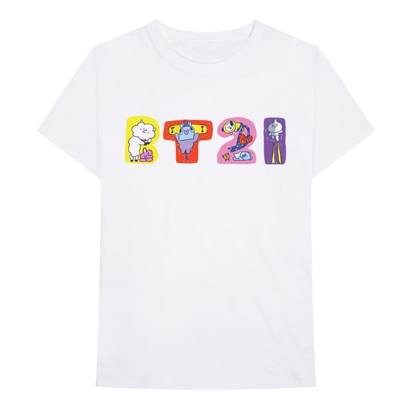 BT21 Unisex T-Shirt: Doodle Letters (Small)
