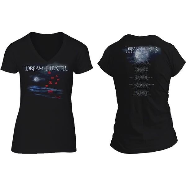 Dream Theatre Ladies T-Shirt: Rose Petals Moon (Back Print) (Large)