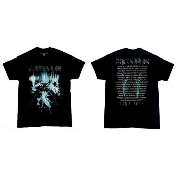 Disturbed Unisex T-Shirt: Apocalypse Date back (Back Print/Ex. Tour) (Large)