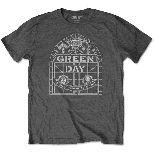 Green Day Unisex T-Shirt: Stained Glass Arch (Medium)