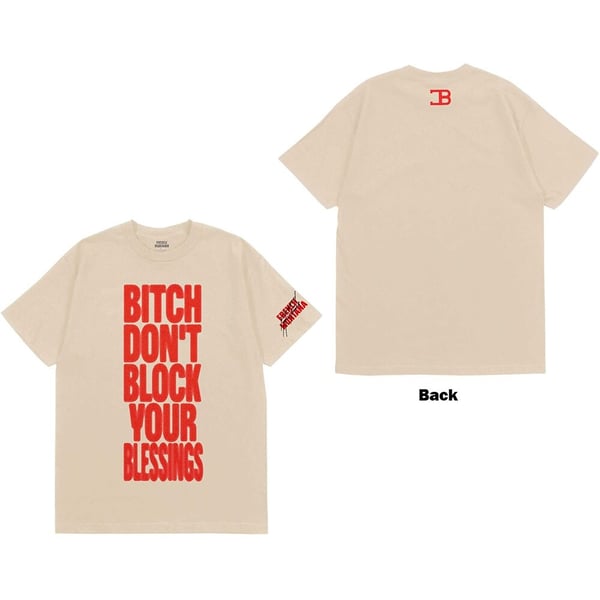 French Montana Unisex T-Shirt: Don't Block Your Blessings (Back Print) (Small)
