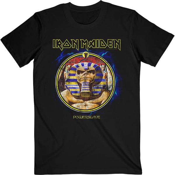 Iron Maiden Unisex T-Shirt: Powerslave Mummy Circle (Medium)