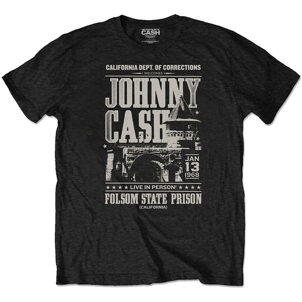 Johnny Cash Unisex Eco T-Shirt: Prison Poster (Medium)