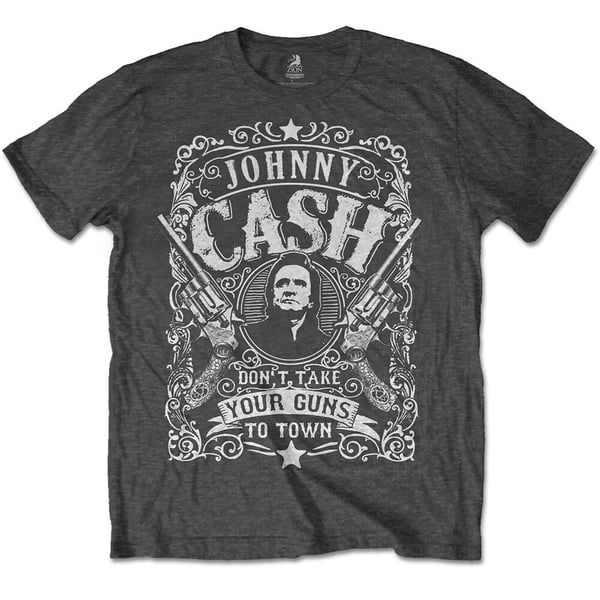 Johnny Cash Unisex T-Shirt: Don't take your guns to town (Medium)