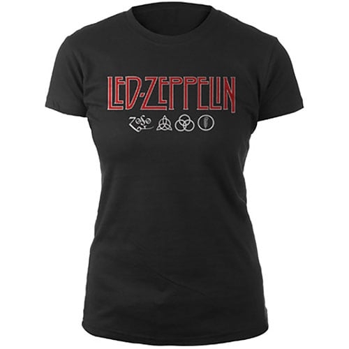 Led Zeppelin Ladies T-Shirt: Logo & Symbols (X-Large)
