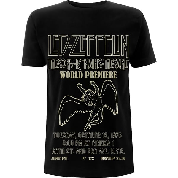 Led Zeppelin Unisex T-Shirt: TSRTS World Premier (Small)