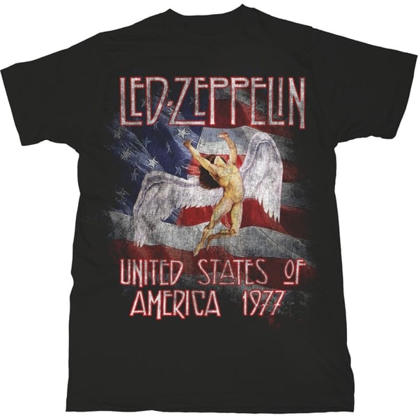 Led Zeppelin Unisex T-Shirt: Stars N' Stripes USA '77. (XX-Large)