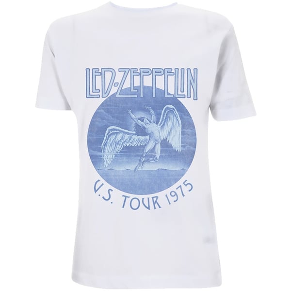 Led Zeppelin Unisex T-Shirt: Tour '75 Blue Wash (Small)