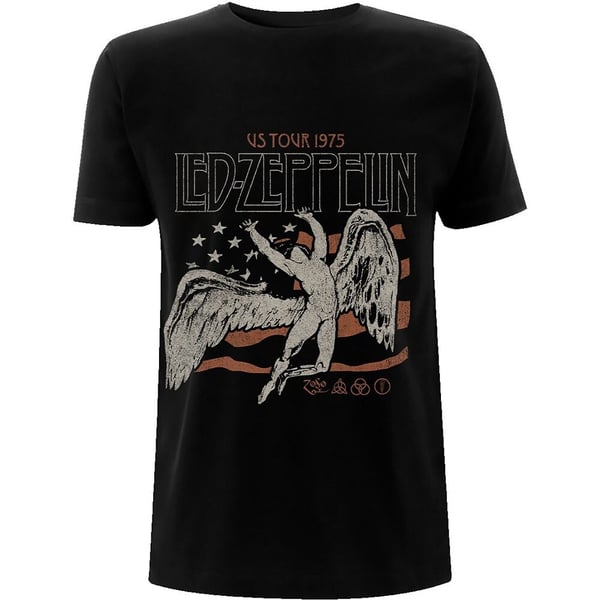 Led Zeppelin Unisex T-Shirt: US 1975 Tour Flag (X-Large)