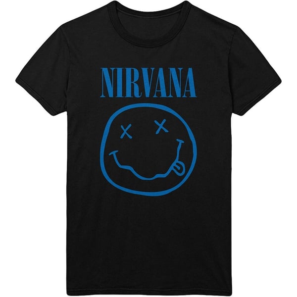 Nirvana Unisex T-Shirt: Blue Smiley (X-Large)