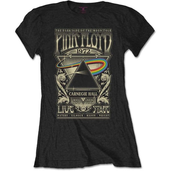 Pink Floyd Ladies T-Shirt: Carnegie Hall Poster (Large)