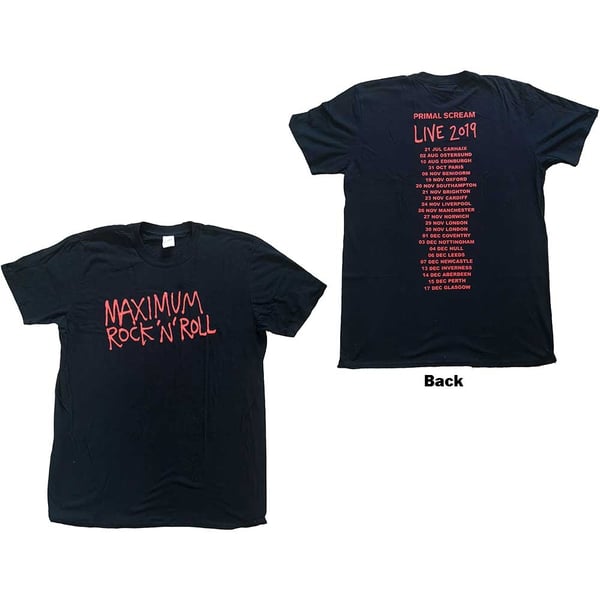 Primal Scream Unisex T-Shirt: Maximum RnR (Back Print/Ex Tour) (X-Small)