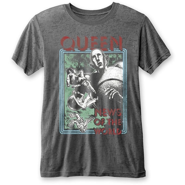 Queen Unisex Burn Out T-Shirt: News of the World (Medium)
