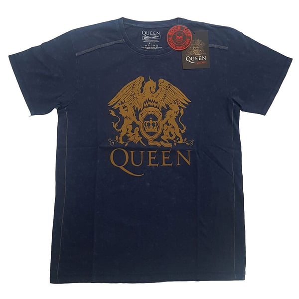 Queen Unisex Snow Wash T-Shirt: Classic Crest (X-Large)