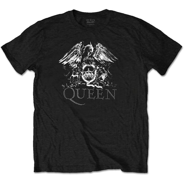 Queen Unisex Diamante T-Shirt: Crest Logo (X-Large)