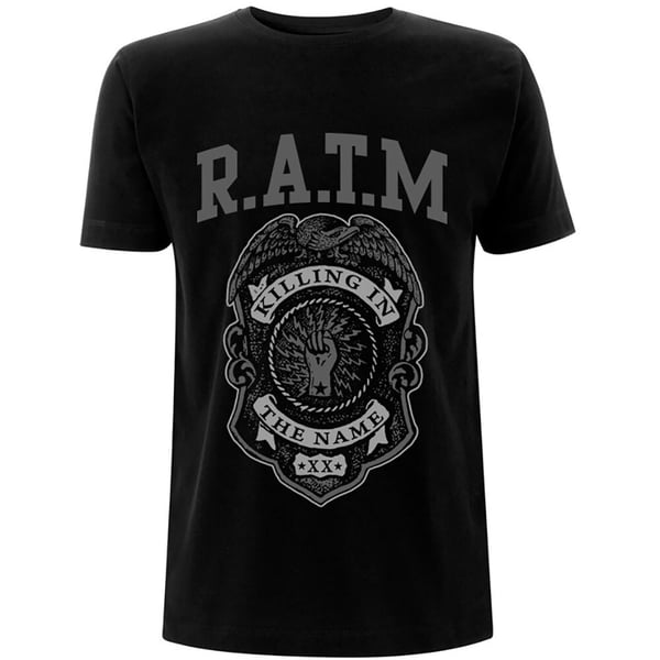 Rage Against The Machine Unisex T-Shirt: Grey Police Badge (Small)