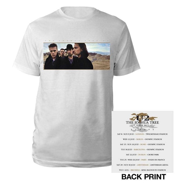 U2 Unisex T-Shirt: Joshua Tree Photo (Back Print) (XX-Large)