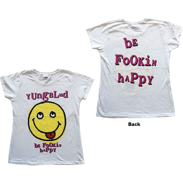 Yungblud Ladies T-Shirt: Raver Smile (Back Print) (X-Large)