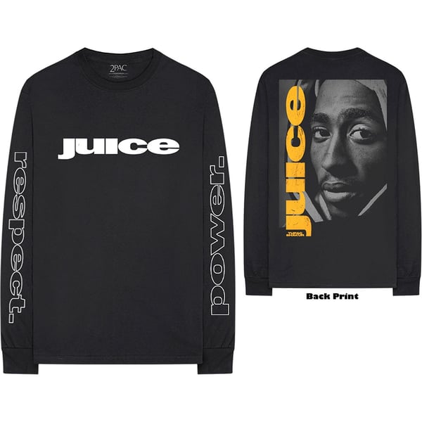 Tupac Unisex Long Sleeved T-Shirt: Respect (Back & Sleeve Print) (Medium)