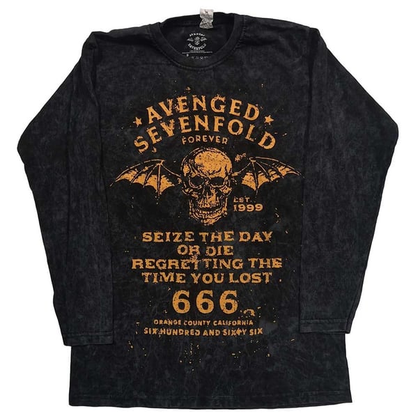 Avenged Sevenfold Unisex Long Sleeved T-Shirt: Sieze The Day (Dip-Dye) (Small)
