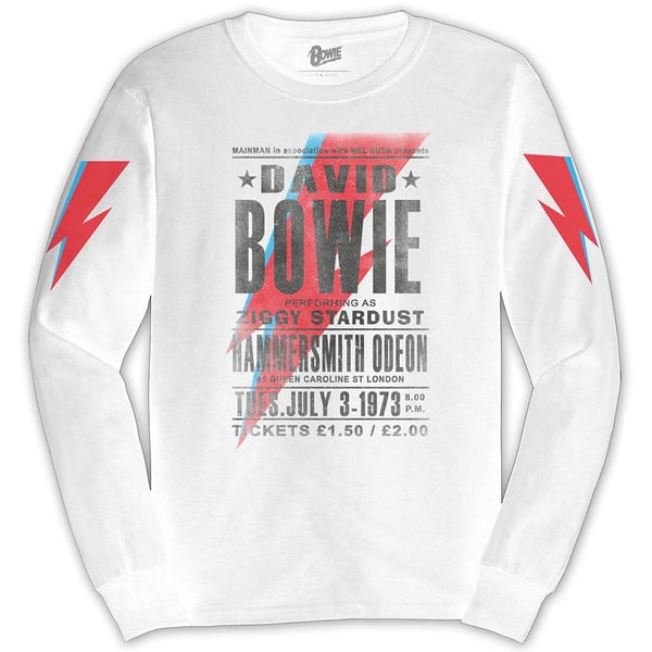 David Bowie Unisex Long Sleeved T-Shirt: Hammersmith Odeon (Sleeve Print) (XX-Large)