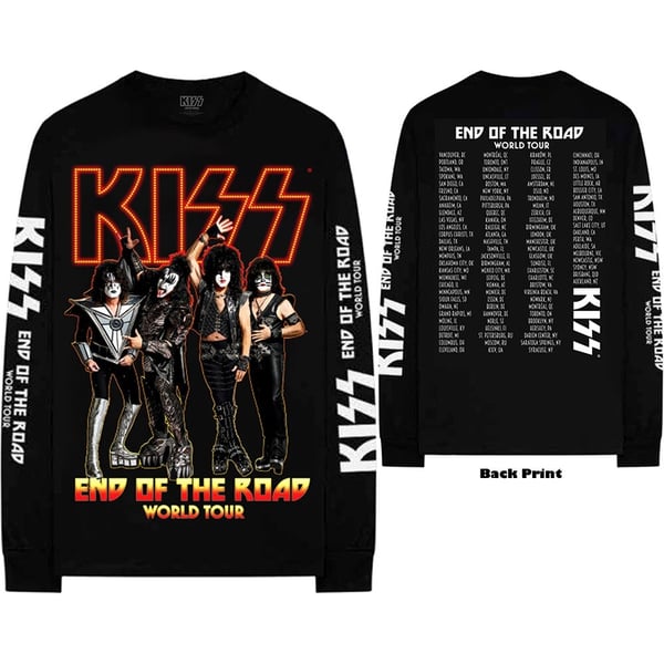 KISS Unisex Long Sleeved T-Shirt: End Of The Road Tour (Back & Sleeve Print) (X-Large)