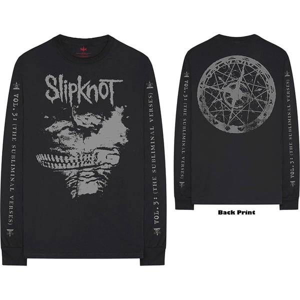 Slipknot Unisex Long Sleeved T-Shirt: Subliminal Verses (Back & Sleeve Print) (X-Large)