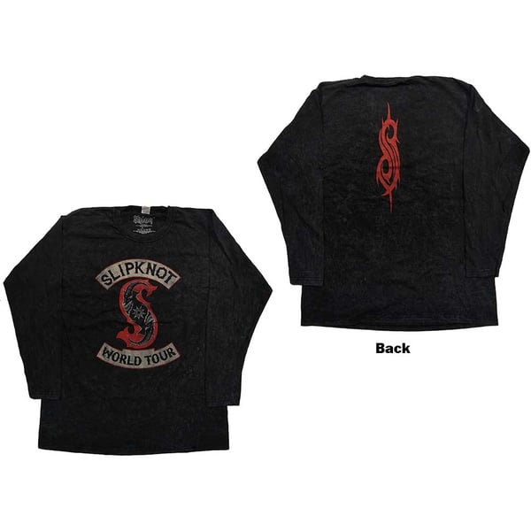 Slipknot Unisex Long Sleeved T-Shirt: Patched Up (Back Print/Dip-Dye) (Small)