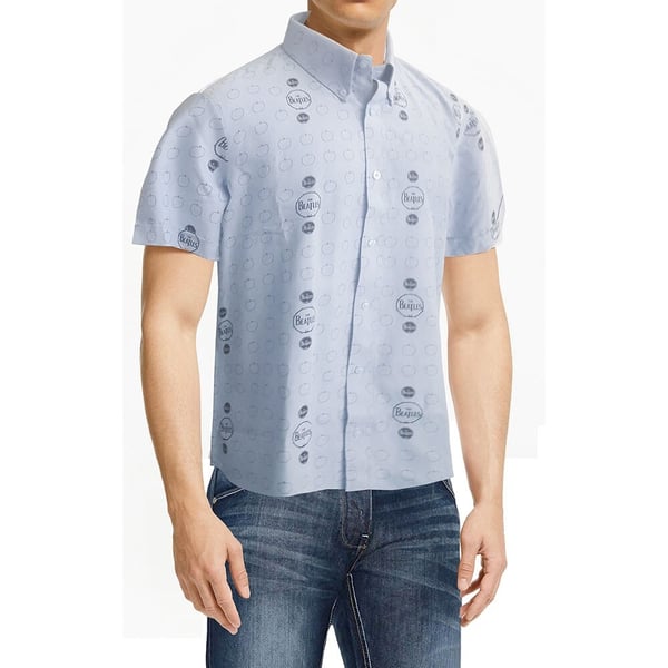 The Beatles Unisex Casual Shirt: Drum and Apples (All Over Print) (Large)