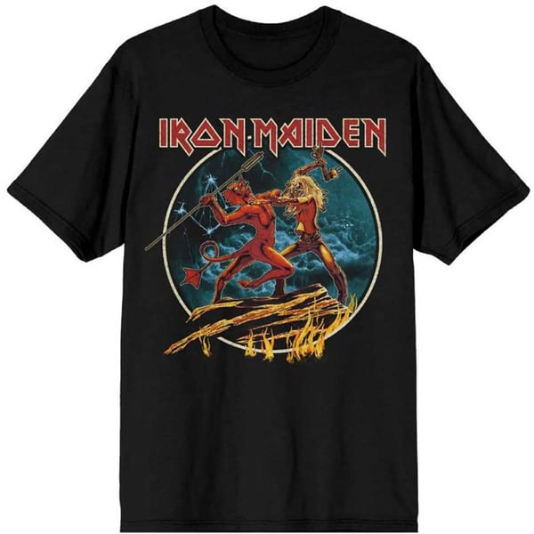 Iron Maiden Unisex T-Shirt: Number of the Beast Run To The Hills Circular (Medium)