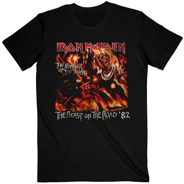 Iron Maiden Unisex T-Shirt: Number of the Beast The Beast On The Road Vintage (Small)
