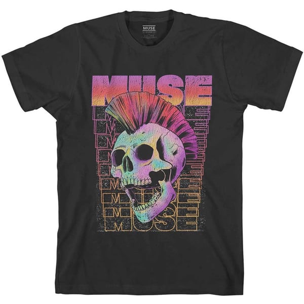 Muse Unisex T-Shirt: Mowhawk Skull (XX-Large)